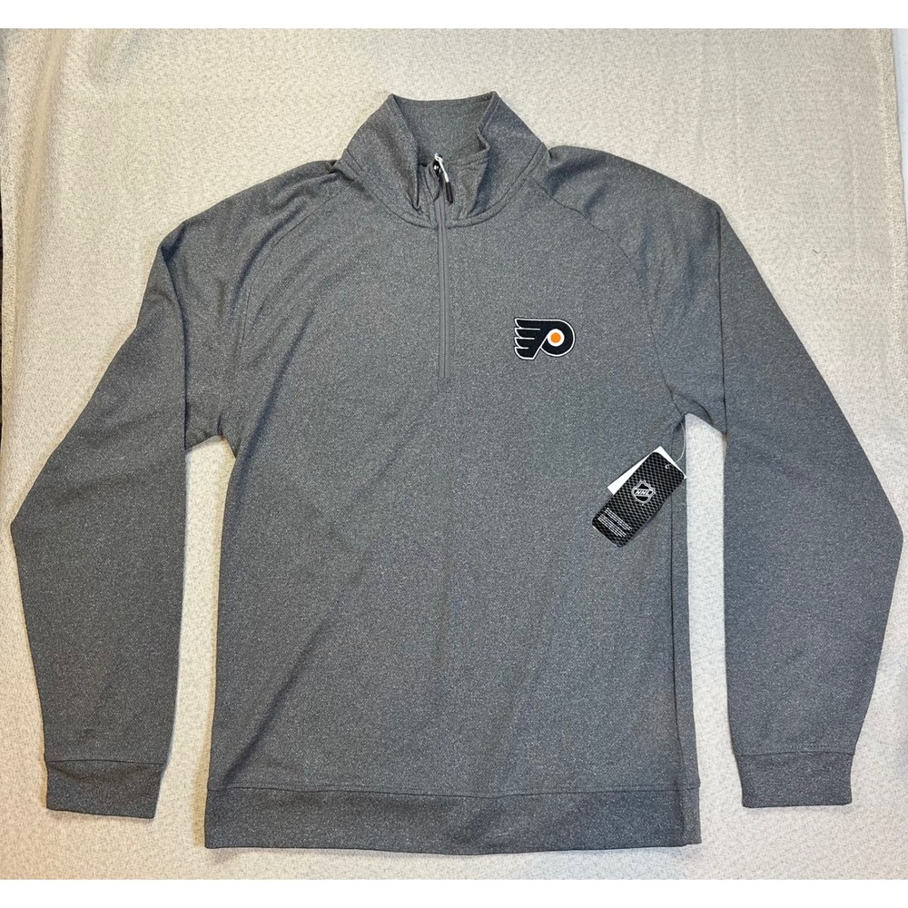 NHL Philadelphia Flyers Quarter Zip Pullover Gray Mens Small NWT
